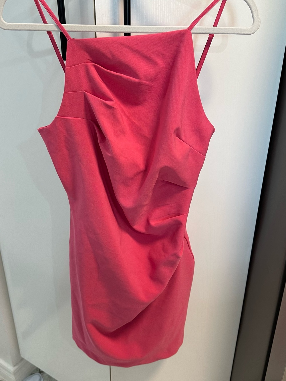 Dynamite Hot Pink Draped Spaghetti-Strap Mini Dress
